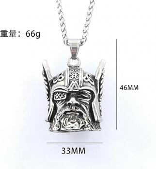 Vintage Edelstahl-Anhänger mit einäugigem Wikinger-Krieger, Glocke, Punk-Halskette mit antikem Kriegerhelm, Amulett